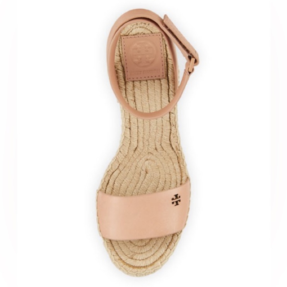SOLD✨TORY BURCH | 8.5 / 9 | Bima Espadrille Leather Wedge Light Makeup 216 Nude - Picture 10 of 16